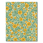 Golden Yellow Floral Vine Composition Rug
