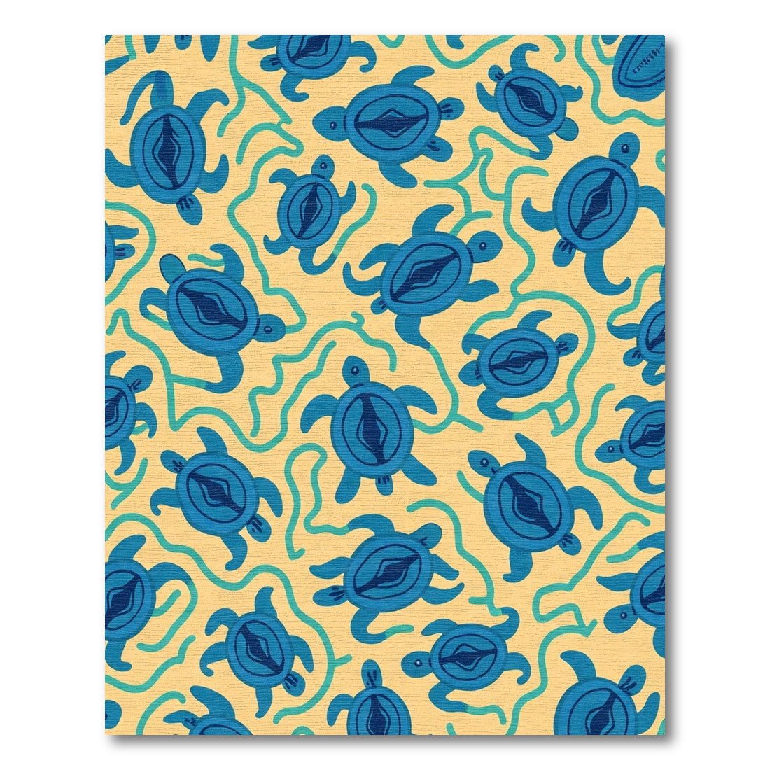 Whimsical Blue Sea Turtles Swirl Rug