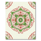 Lush Green Red Floral Medallion Rug