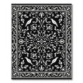 Black White Bird Floral Garden Rug