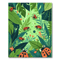 Jungle Leaf Red Frog Ladybug Scene Rug