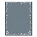 Ornate White Scrollwork Blue Border Rug