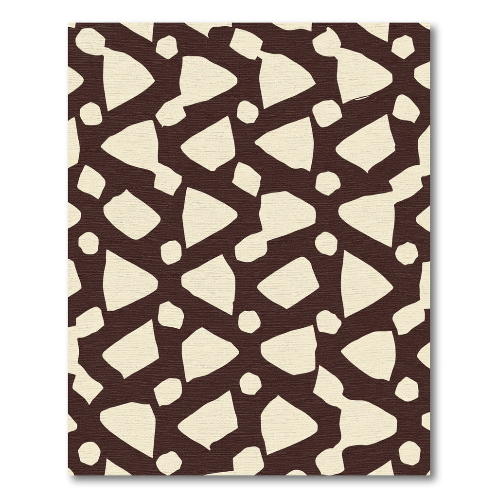 Chic Cream Shapes Dark Brown Background Rug
