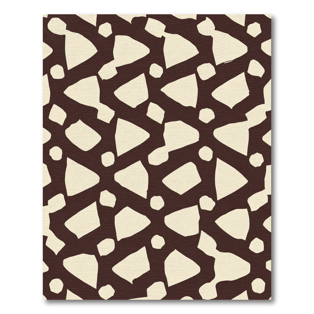 Chic Cream Shapes Dark Brown Background Rug