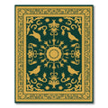 Golden Birds Emerald Scrollwork Rug