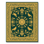 Golden Birds Emerald Scrollwork Rug