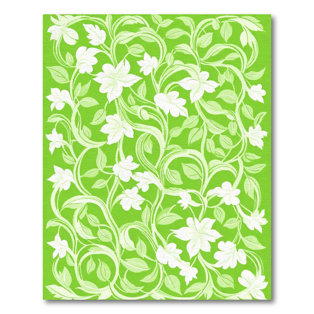 Vibrant Green Floral Vine Swirls Rug
