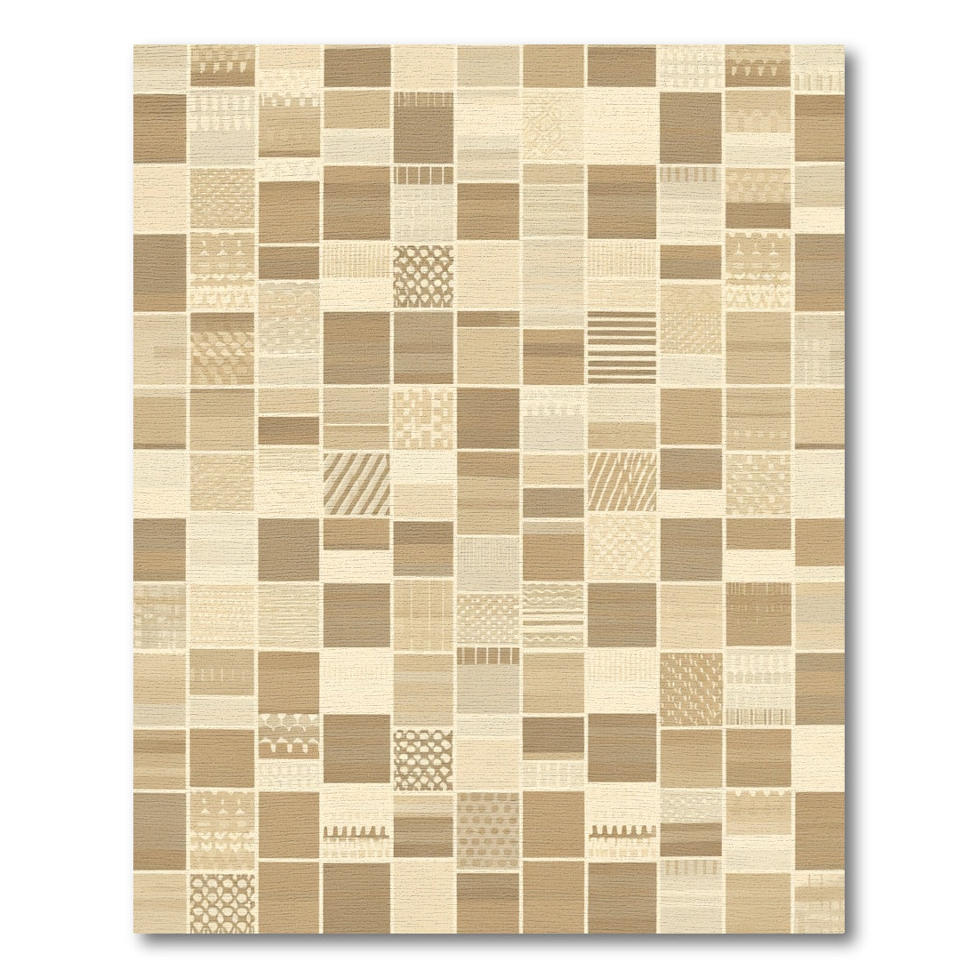 Earthy Tone Textured Patchwork Squares Rug