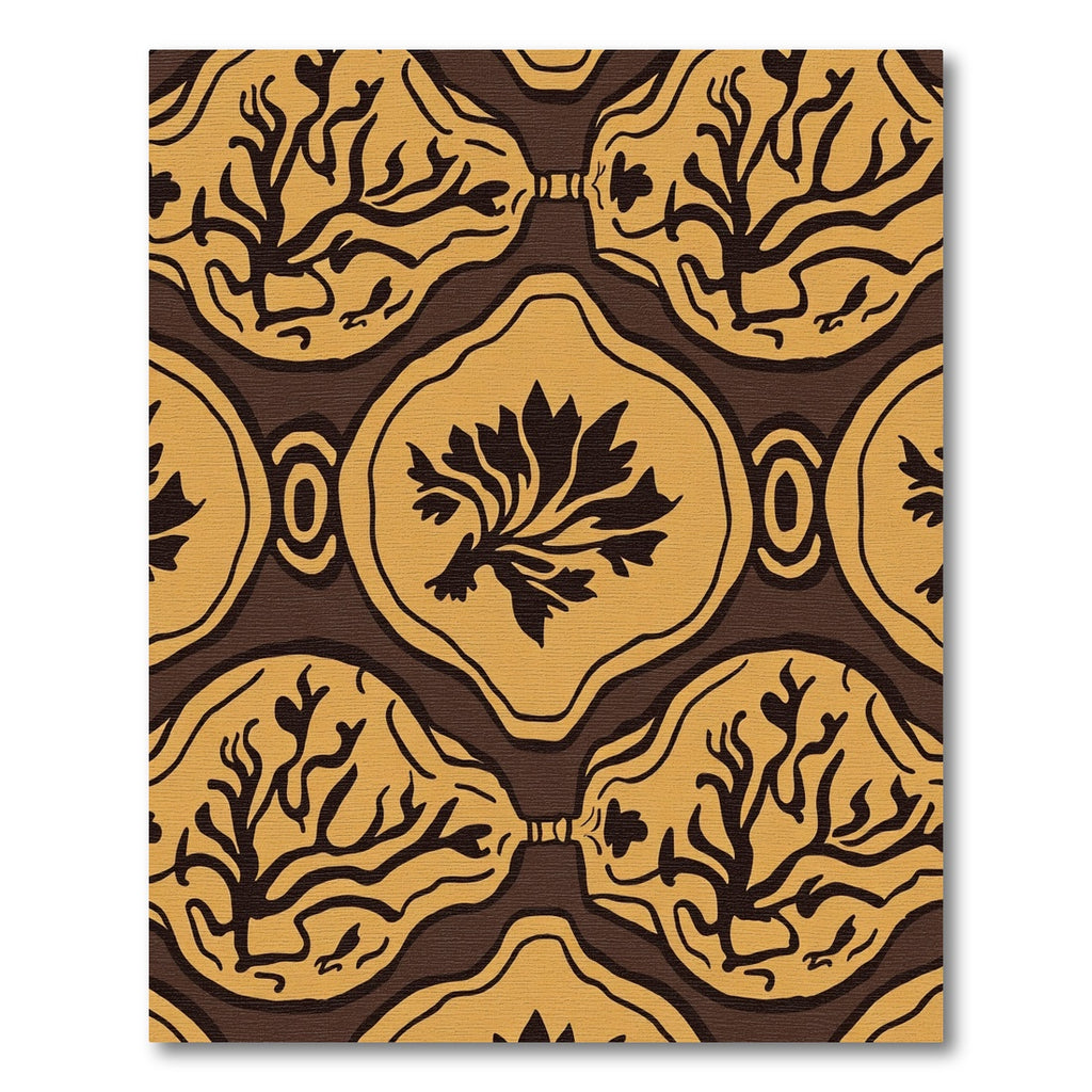Brown Ochre Organic Tree Medallion Rug