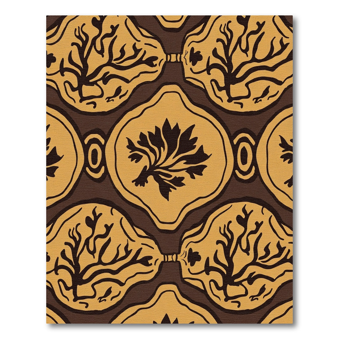 Brown Ochre Organic Tree Medallion Rug