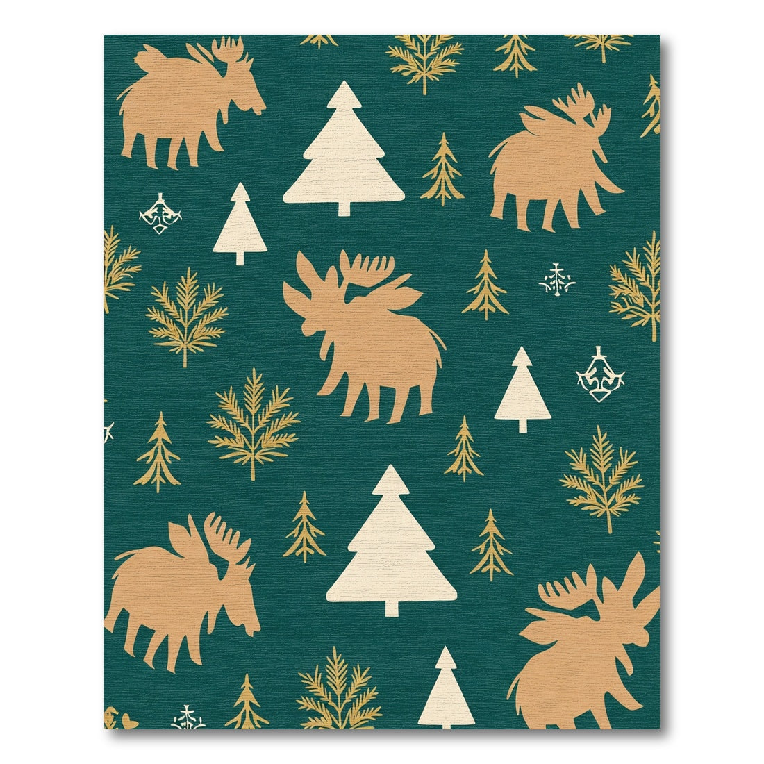 Golden Moose Evergreen Forest Scatter Rug
