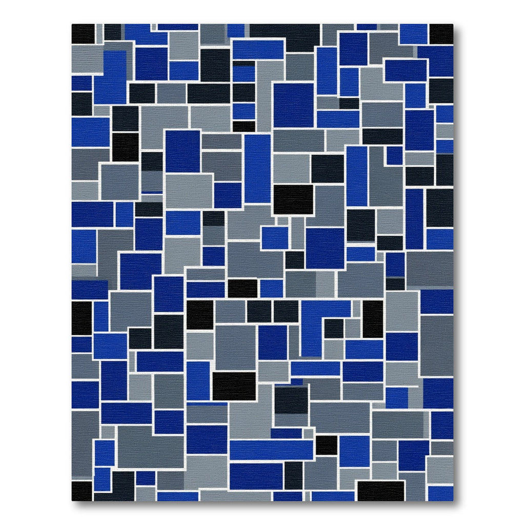 Modern Blue Gray Geometric Composition Rug