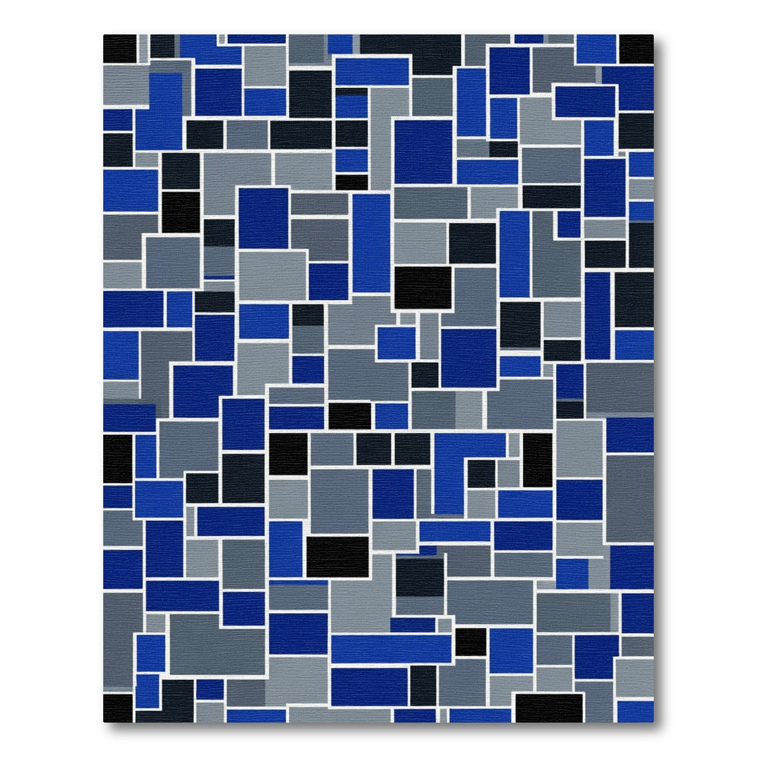 Modern Blue Gray Geometric Composition Rug