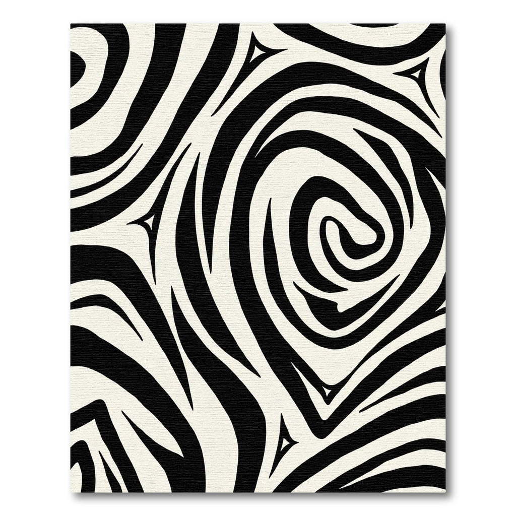 Bold Black White Swirl Stripe Rug