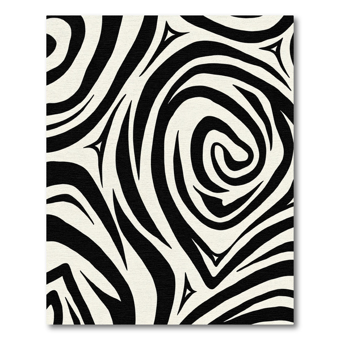 Bold Black White Swirl Stripe Rug