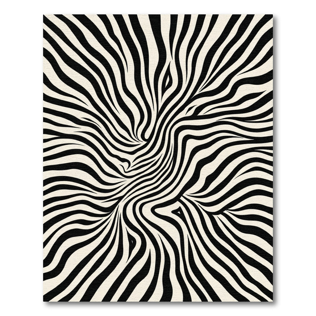 Black Cream Abstract Swirl Zebra Rug