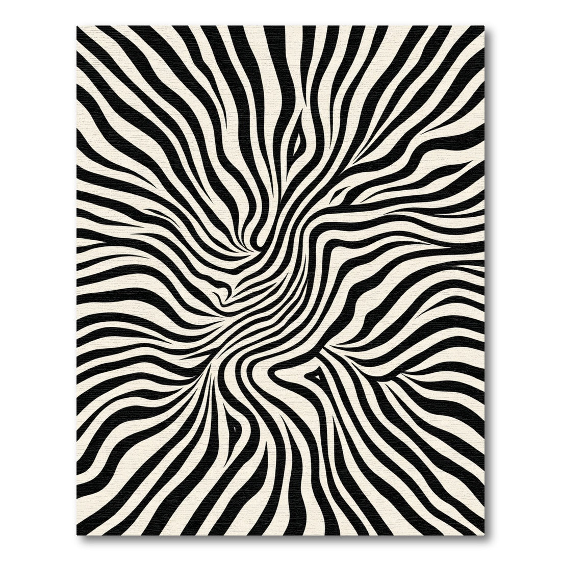 Black Cream Abstract Swirl Zebra Rug