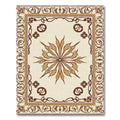 Cream Brown Floral Sunburst Border Rug
