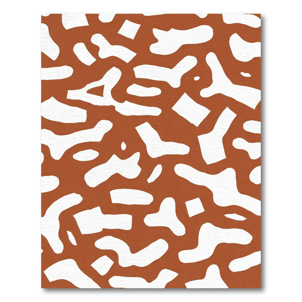 Terracotta White Abstract Organic Shapes Rug