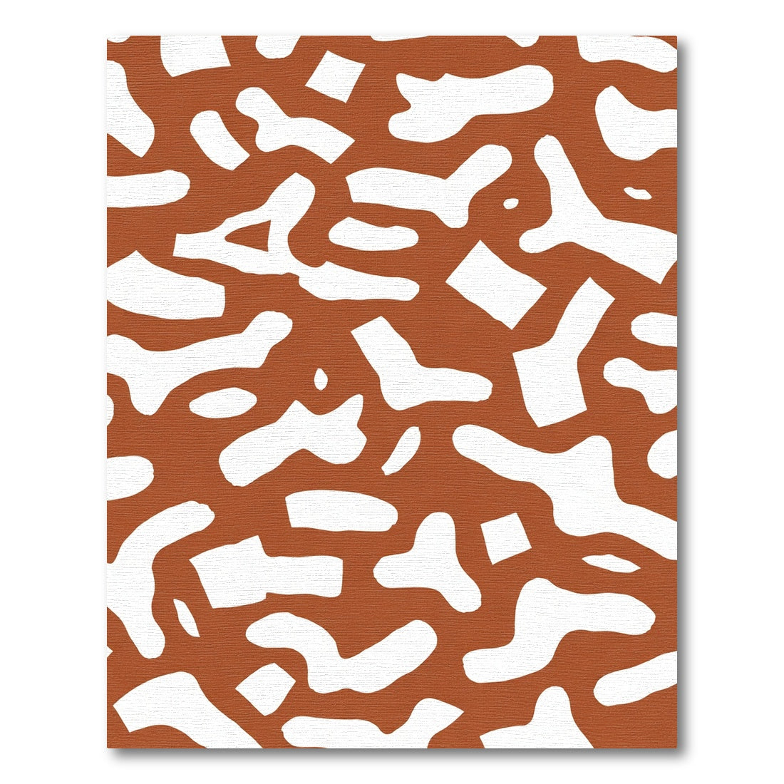Terracotta White Abstract Organic Shapes Rug