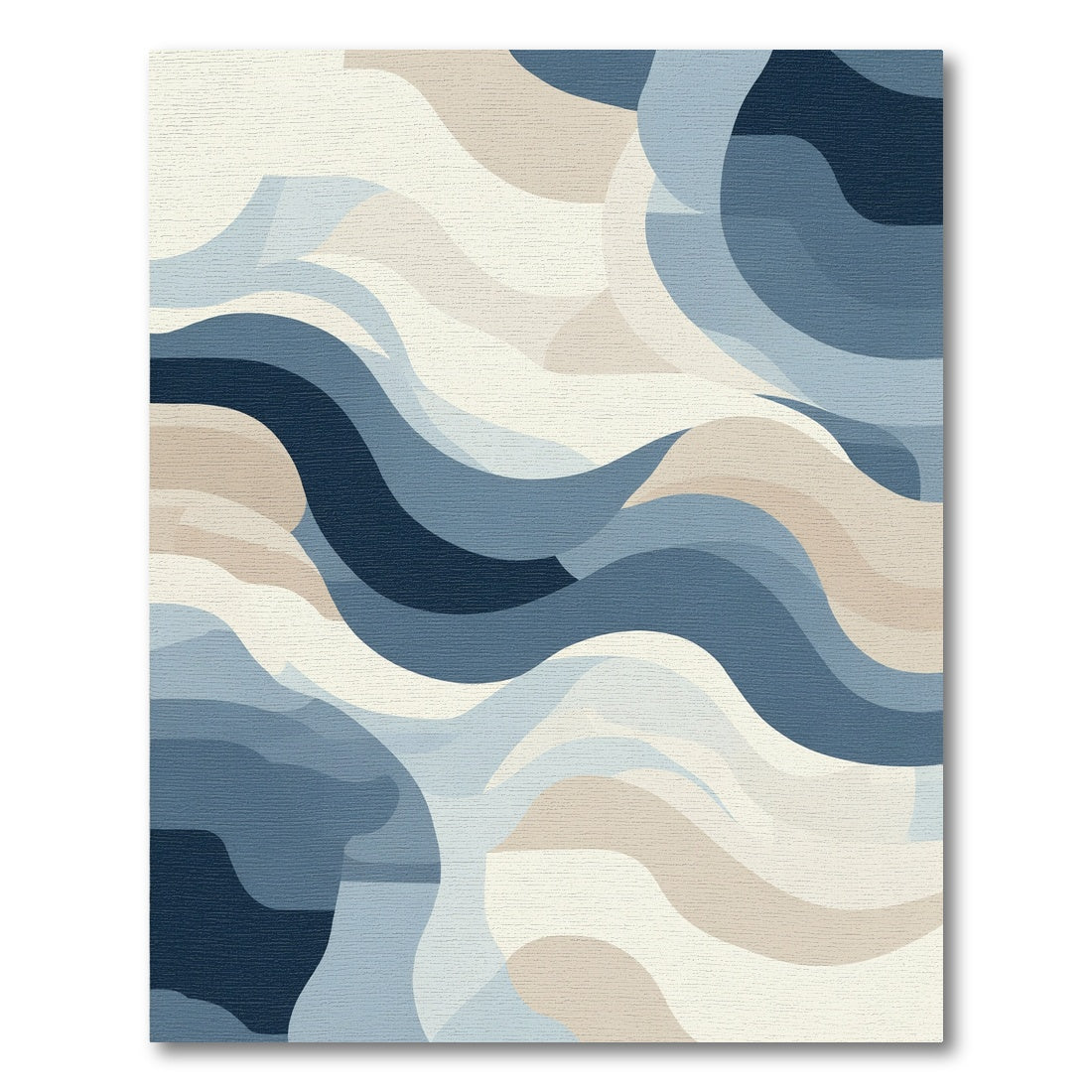 Oceanic Blue Abstract Wave Composition Rug