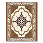 Brown Cream Circular Compass Motif Rug