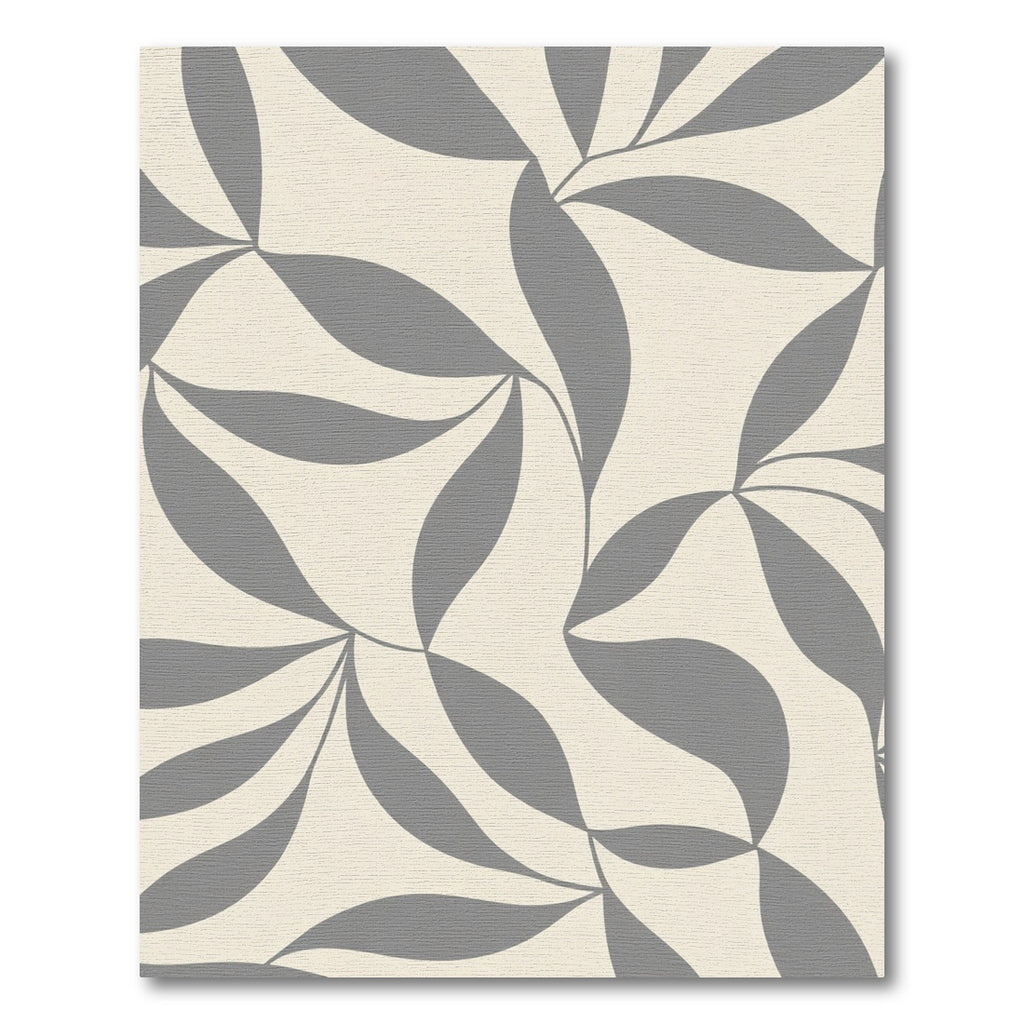 Cream Gray Abstract Leaf Swirl Rug