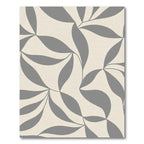 Cream Gray Abstract Leaf Swirl Rug