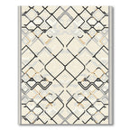 Cream Black Geometric Interlocking Diamond Rug