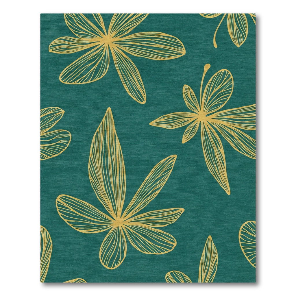 Golden Outline Leaf Teal Background Rug