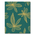 Golden Outline Leaf Teal Background Rug