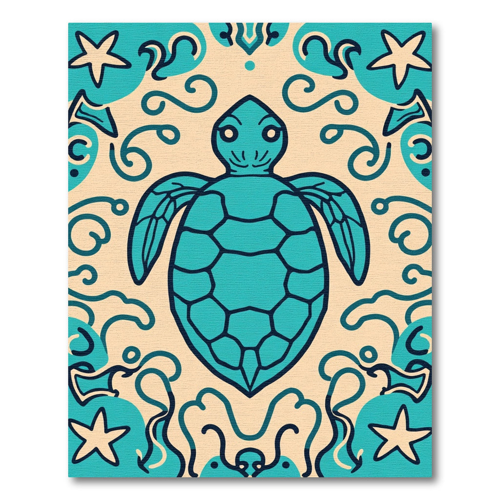 Teal Turtle Ocean Swirls Rug