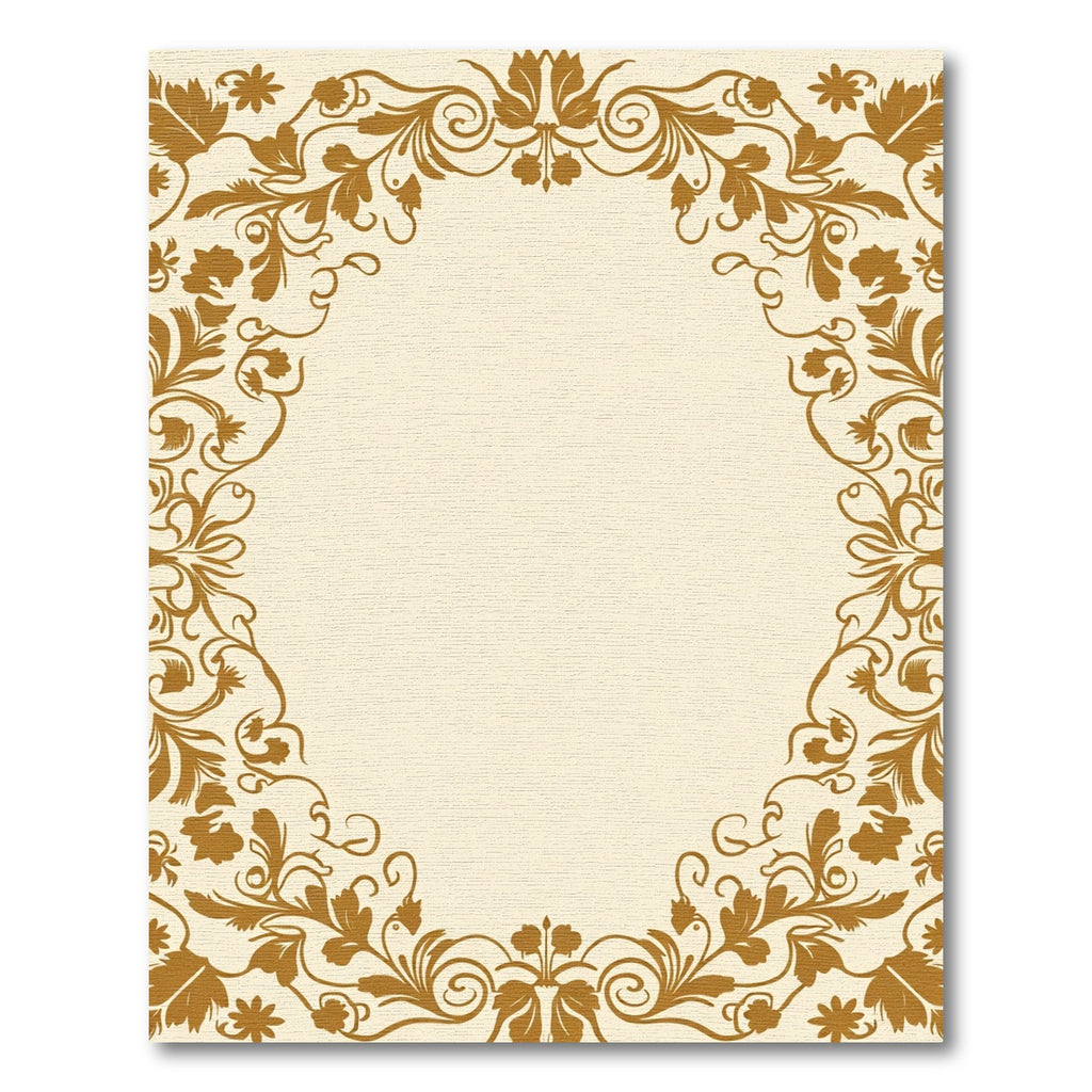 Golden Floral Vine Scroll Rug