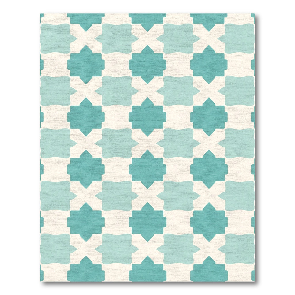 Teal Quatrefoil Geometric Tile Rug