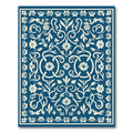 Indigo Floral Filigree Scroll Rug