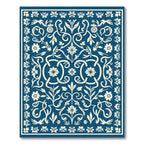 Indigo Floral Filigree Scroll Rug
