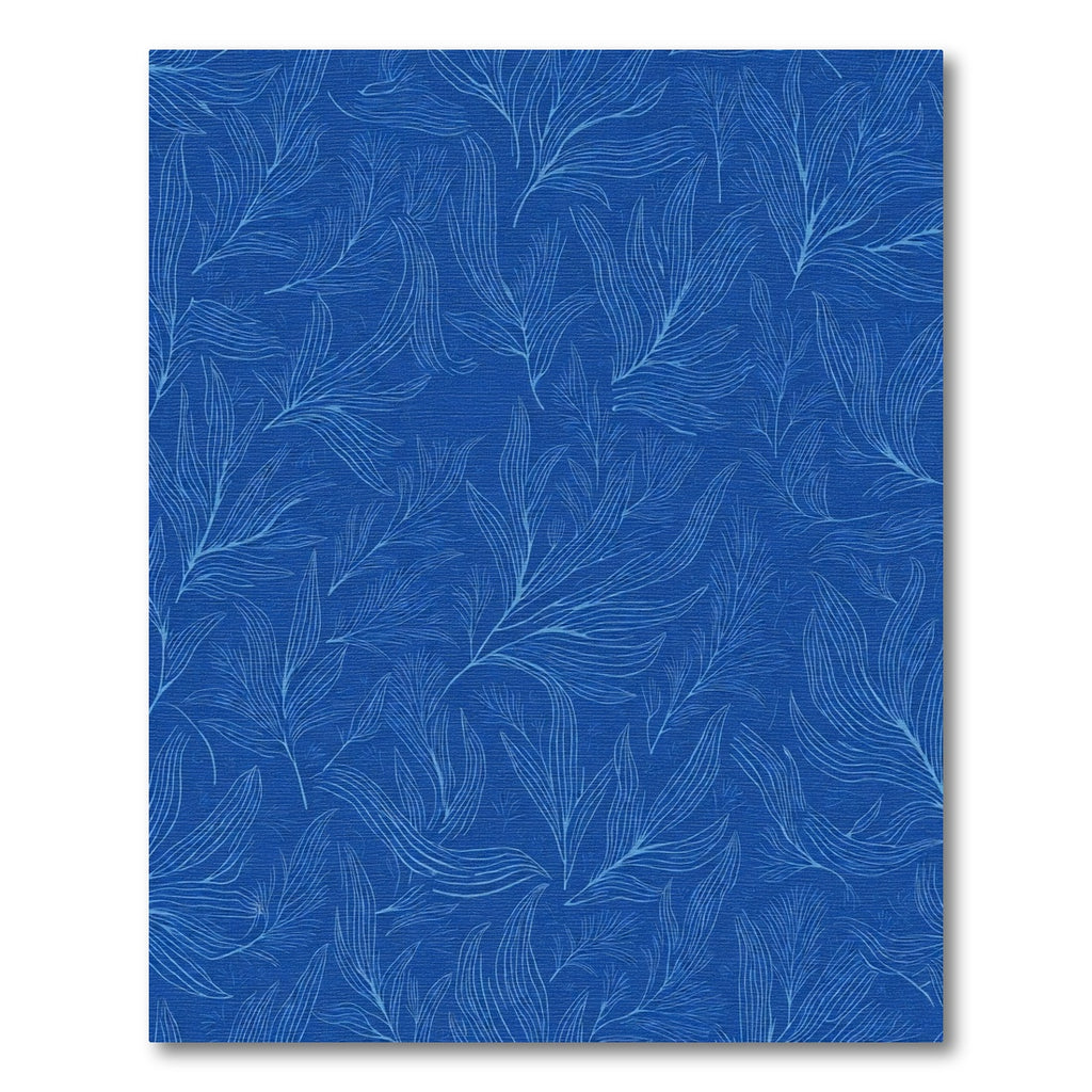 Deep Blue Botanical Line Art Rug