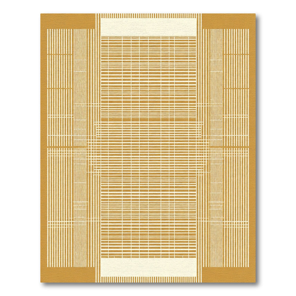 Gold Abstract Horizontal Vertical Lines Rug