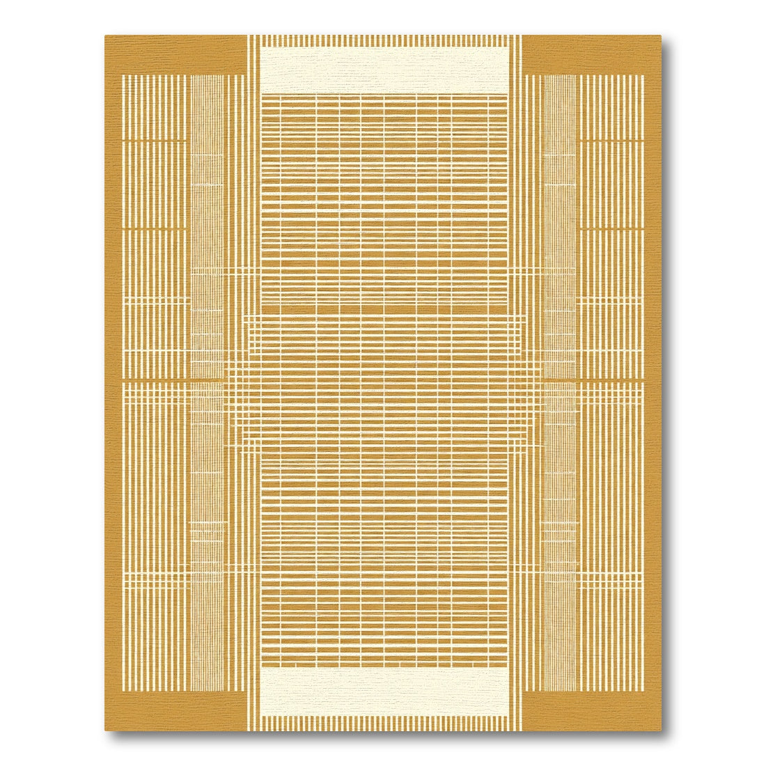 Gold Abstract Horizontal Vertical Lines Rug