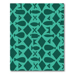 Teal Fish Diamond Geometric Rug