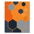 Bold Orange Gray Hexagonal Grid Rug