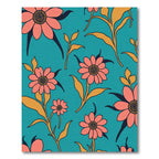 Coral Daisy Grove Teal Rug