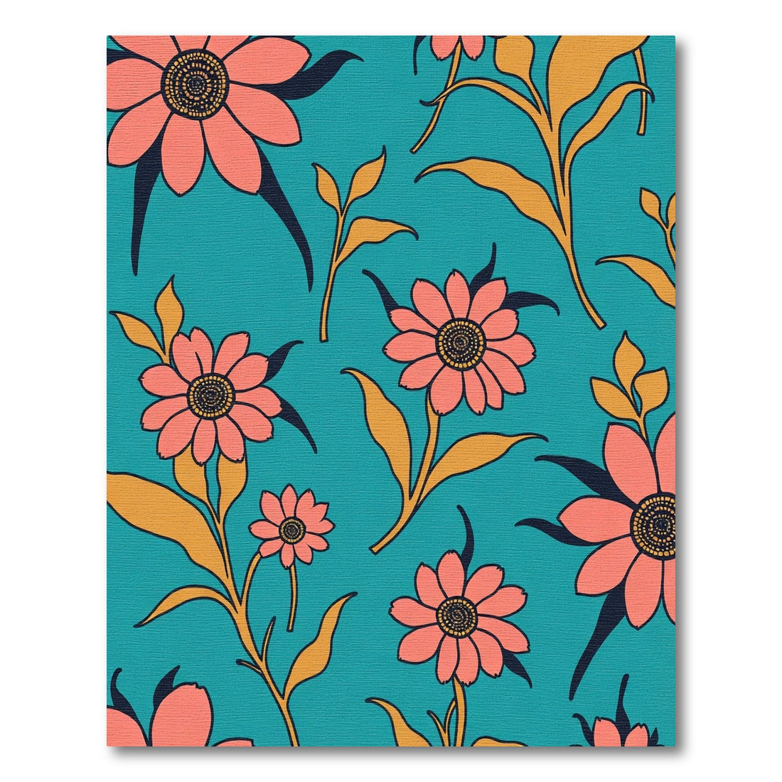 Coral Daisy Grove Teal Rug