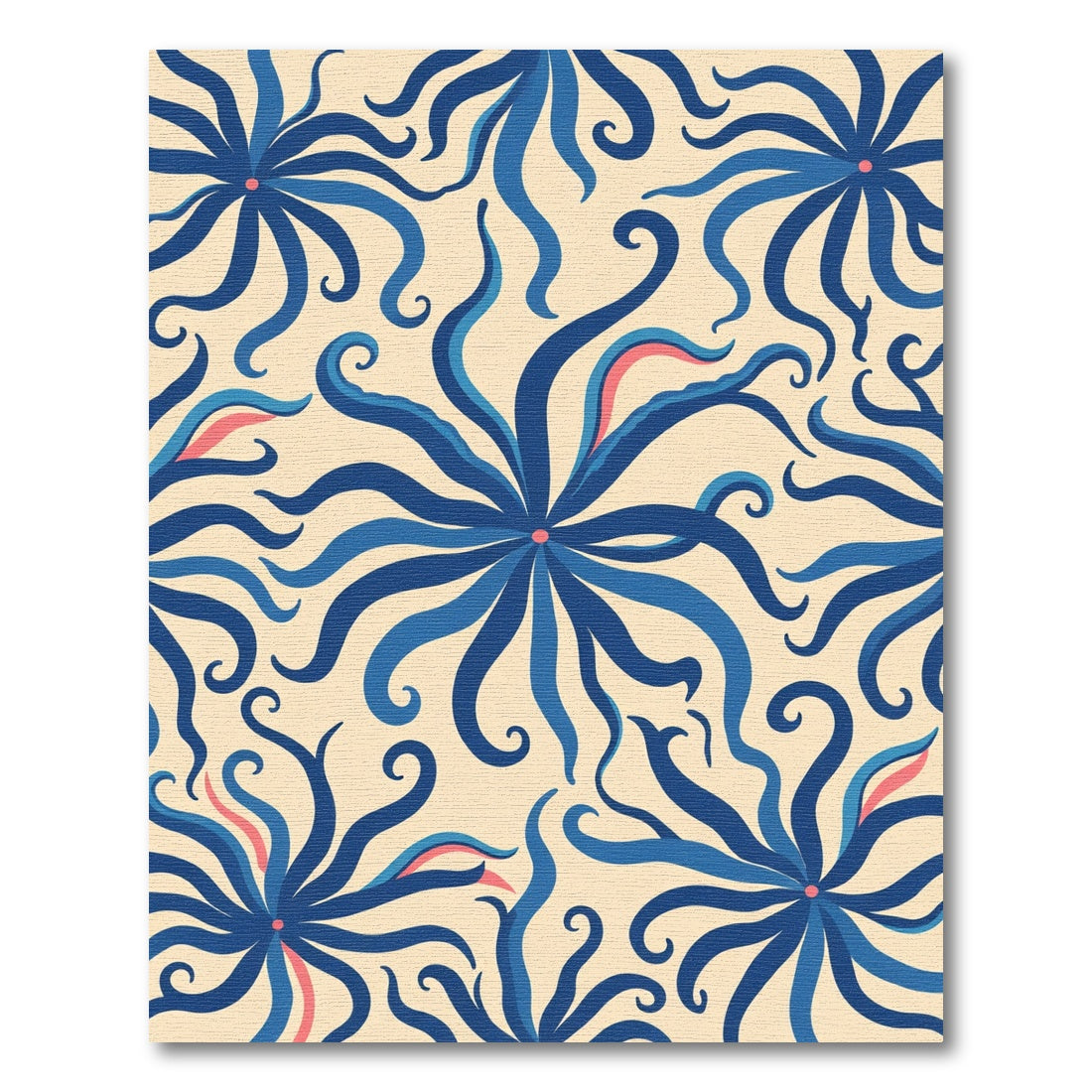 Blue Ivory Floral Swirl Rug