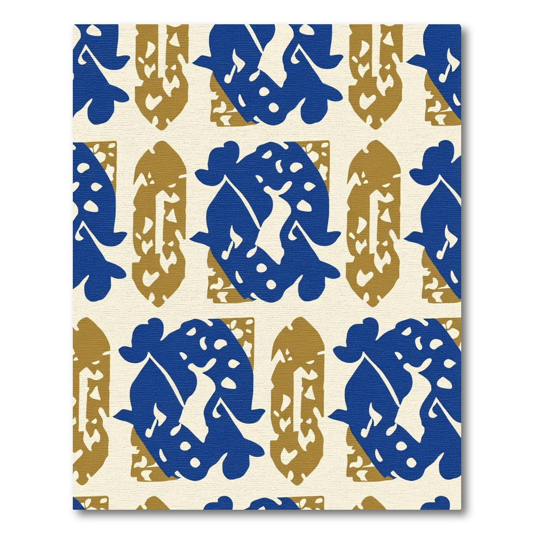 Bold Blue Abstract Organic Shapes Rug