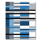 Blue Gray Abstract Stripe Rug