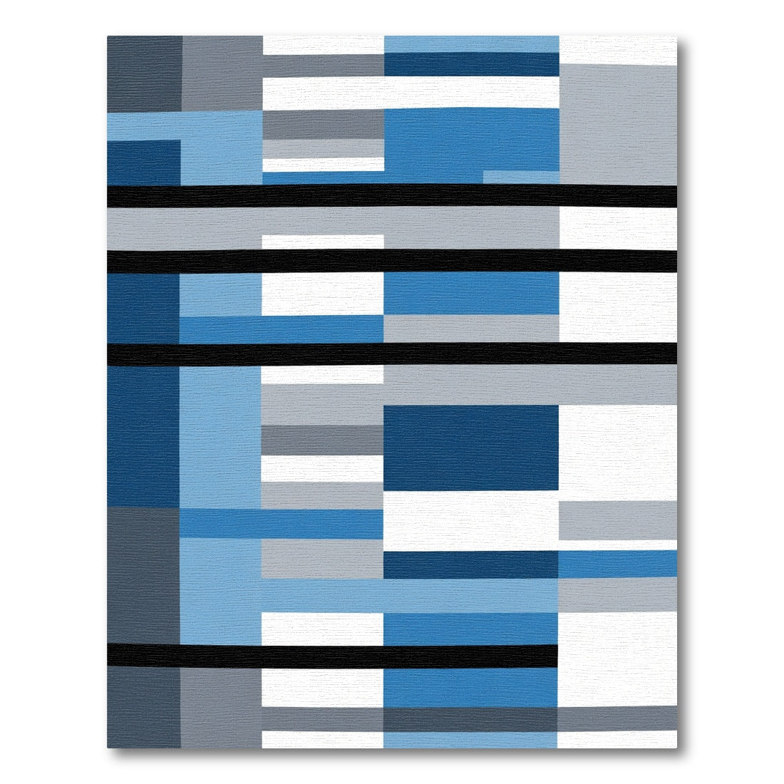 Blue Gray Abstract Stripe Rug