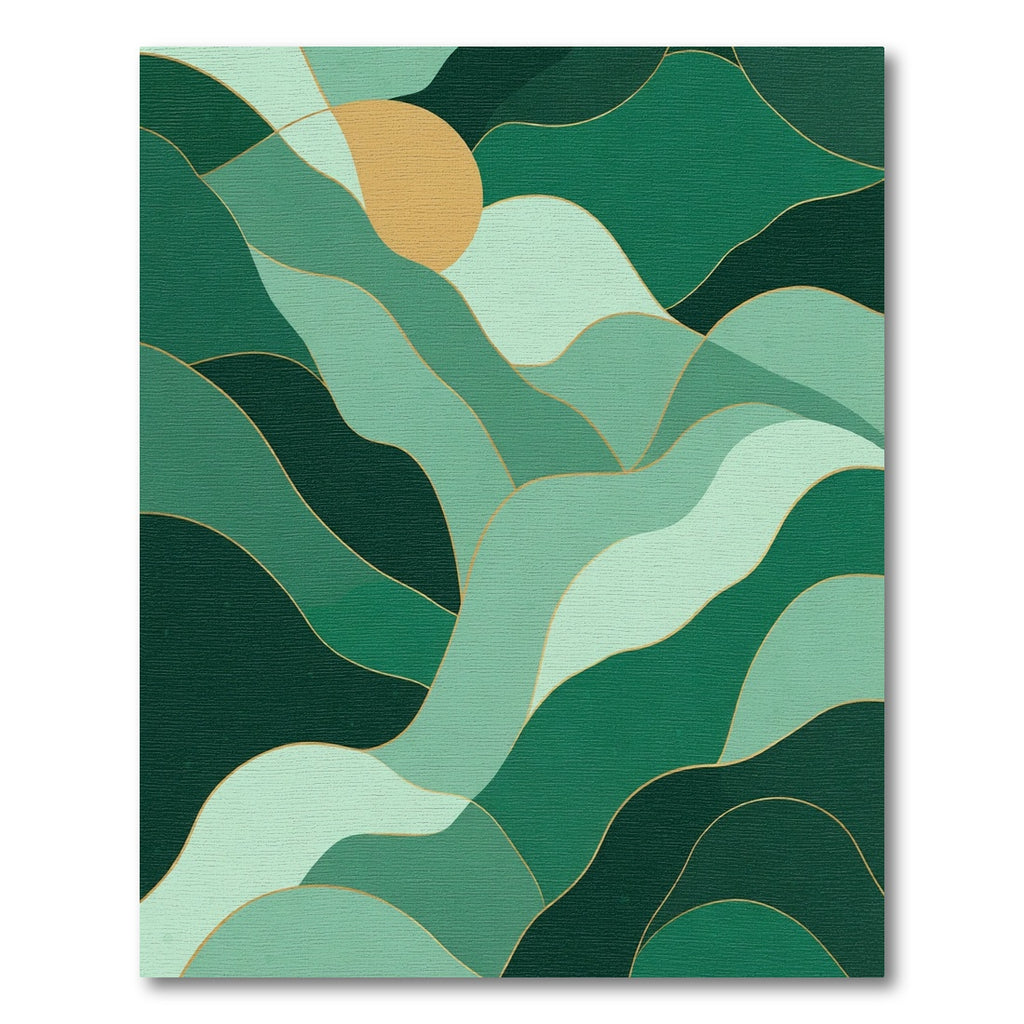 Emerald Green Landscape Sun Abstract Rug