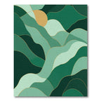 Emerald Green Landscape Sun Abstract Rug