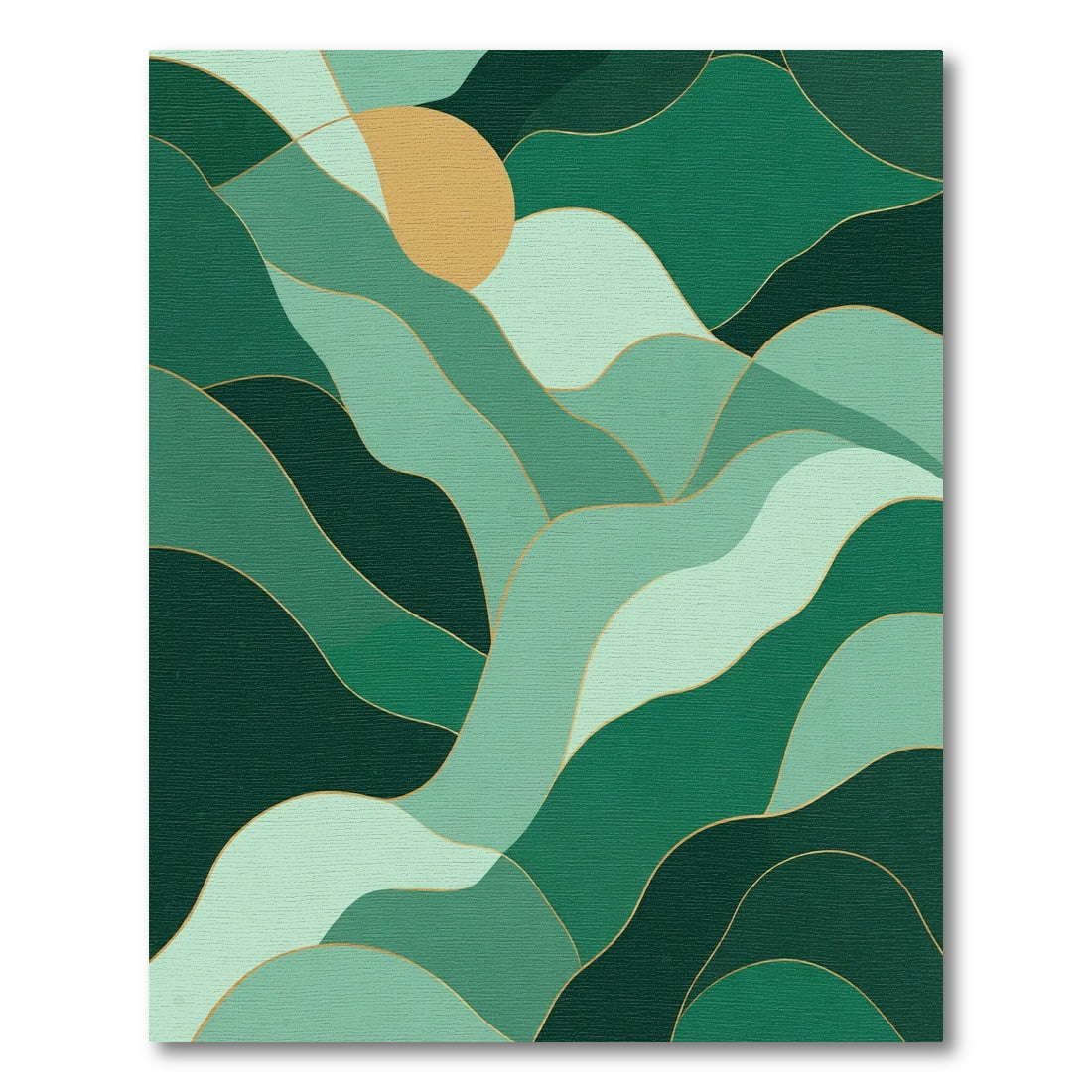 Emerald Green Landscape Sun Abstract Rug